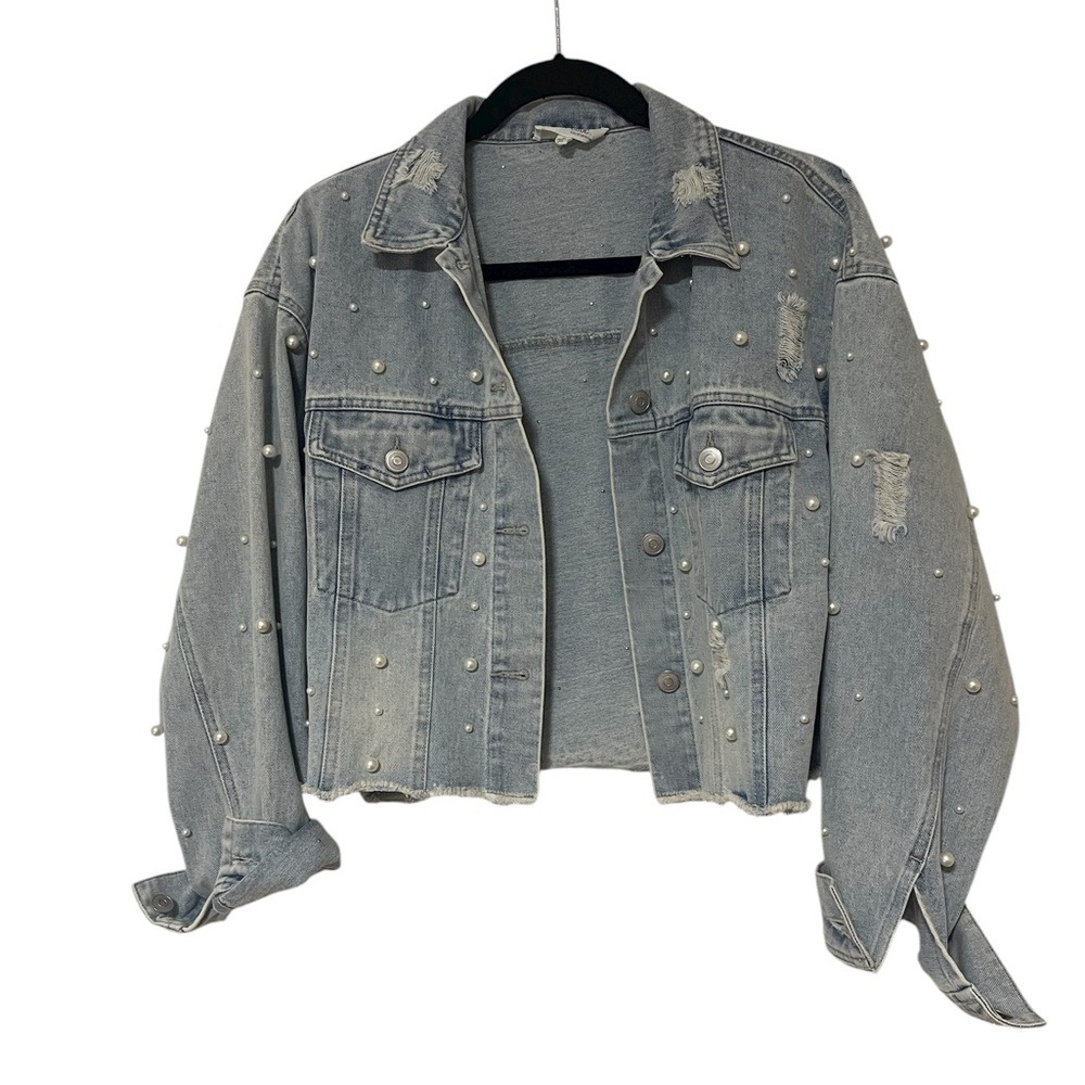 Peach Love California Light Blue Denim Jacket Size S